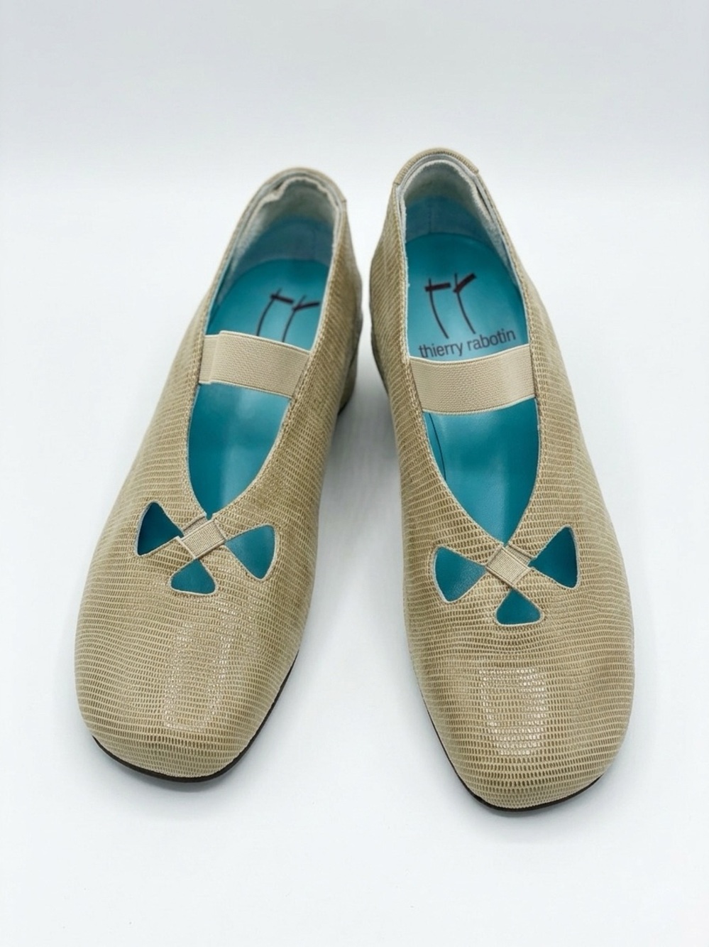 Thierry Rabotin Taupe Textured Metallic Mary-Jane Wedge Shoes Italy 39.5